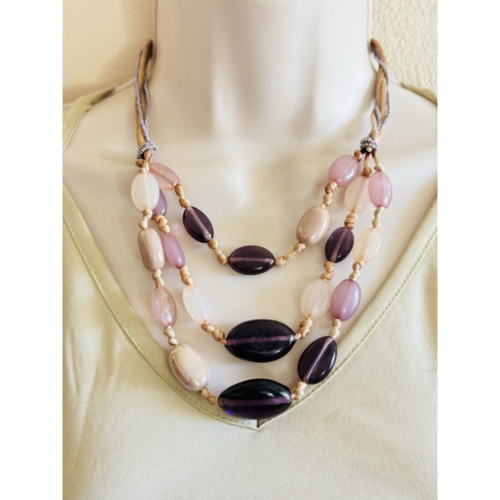 Liz Claiborne Signed NECKLACE Bib Collar Statement Glass Beaded Multi VTG Y2K
